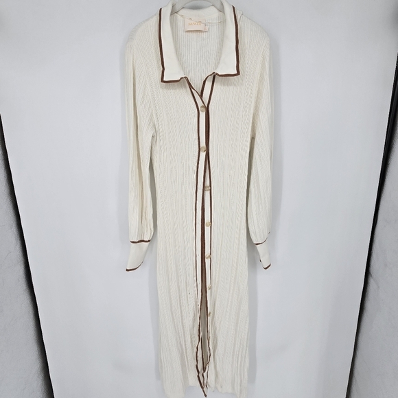 Sancia Amalie Knit Midi Dress in Sandstone balloom sleeves revolve large - Picture 2 of 7